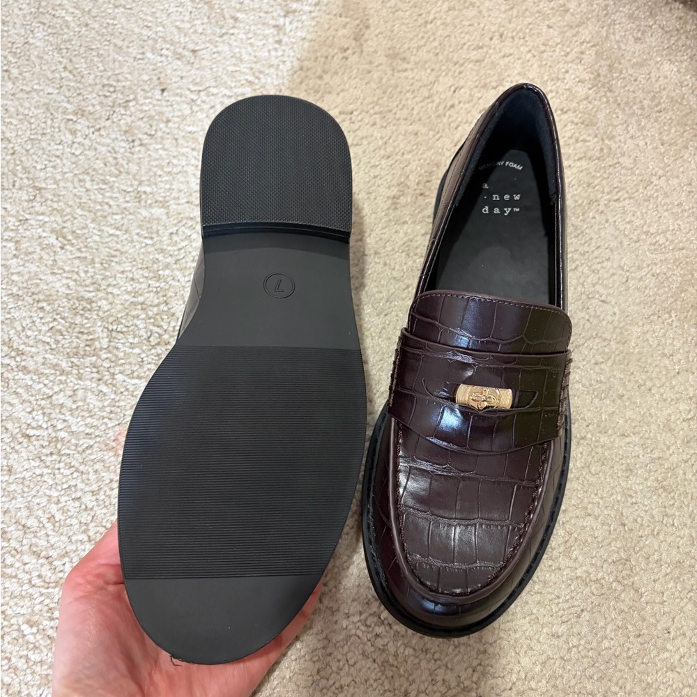a new day Dark Brown Croc-Embossed Loafers with Gold Accent - Picture 2 of 2